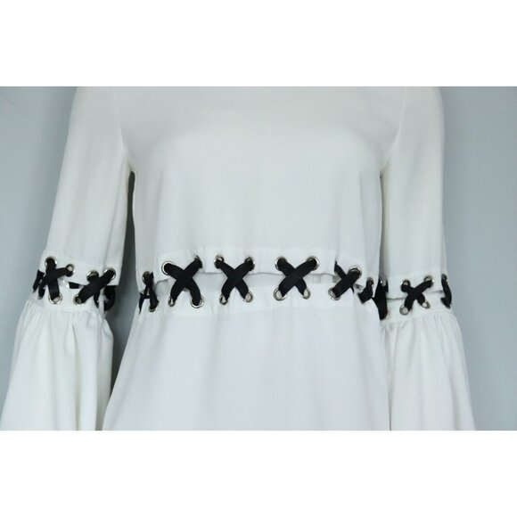 Prem The Label By Premonition Women's Size US 4 Small White Guns and Roses Top - Picture 5 of 8